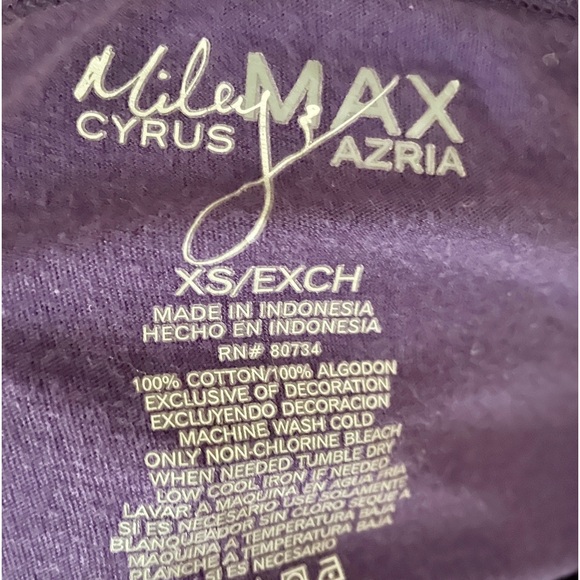 MILEY CYRUS x MAX AZRIA Y2K Purple Long Sleeve TEE Top Size XS - Picture 3 of 9